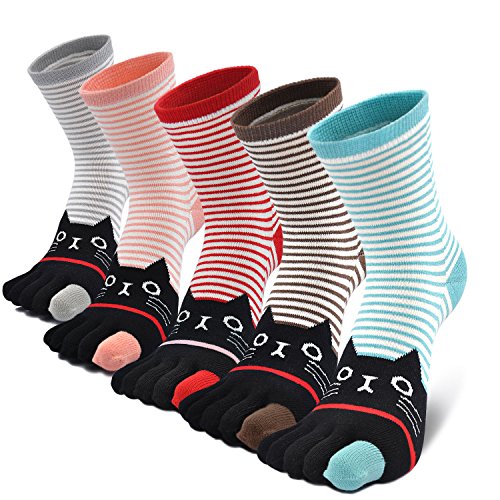 Damen Zehensocken Five Fingers Socken, Damen Socken aus Baumwolle Witzige Socken Karikatur Tier Socken Niedliche Tiere Socken Bunt Muster Socken von Teenloveme