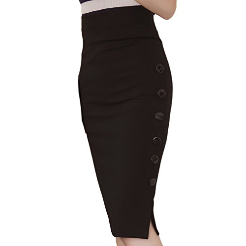 TEERFU Damen Midi Rock Stretch Figurbetont Business Bleistift Röcke Hohe Taille Stretch Figurbetont Büro Röcke von TEERFU