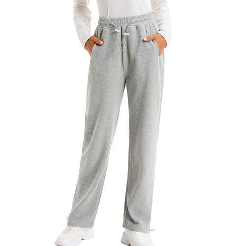 TEERFU Damen Sweatpants Lounge Baggy Cinch Bottom Jogger mit Taschen Hohe Taille Hose Kordelzug Hose, GRAU, M von TEERFU