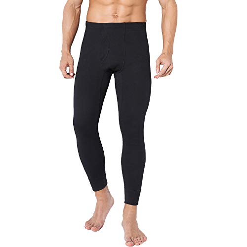 TEERFU Herren Thermo-Unterwäsche, mittelschwer, Baumwolle, Lange Unterhose, Leggings - Schwarz - Large von TEERFU