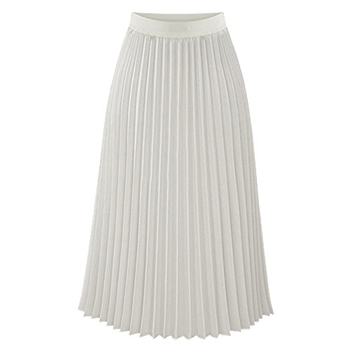 TEERFU Women Chiffon Boho Plissee Retro Maxi Langer Rock-elastischen Bund Kleid von TEERFU