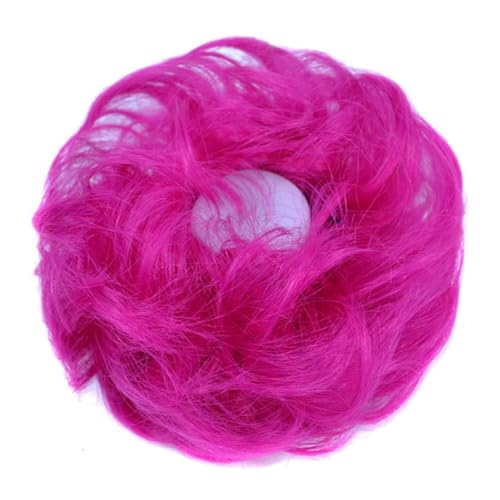 Haar Chignon 1 Pack Messy Bun Hair Hoops Pferdeschwanz Haarverlängerungen Synthetische Donut Knoten Lockige Wellenförmige Knoten Perücken für Frauen Messy Bun haarteile (Color : Pink) von TEESONG