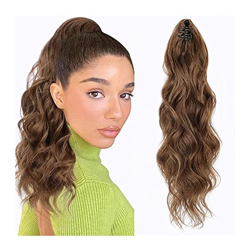 Haar Chignon 20 zoll Lange Lockige Wellenförmige Knoten Pferdeschwanz Verlängerte Klaue Clip Synthetische Perücke Wellenförmige Pferdeschwanz Geeignet für den täglichen Gebrauch von frauen Messy von TEESONG