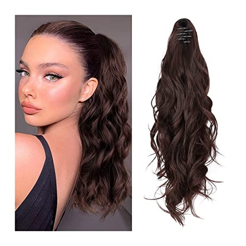 Haar Chignon 20 zoll Lange Lockige Wellenförmige Knoten Pferdeschwanz Verlängerte Klaue Clip Synthetische Perücke Wellenförmige Pferdeschwanz Geeignet für den täglichen gebrauch frauen Messy Brötchen von TEESONG