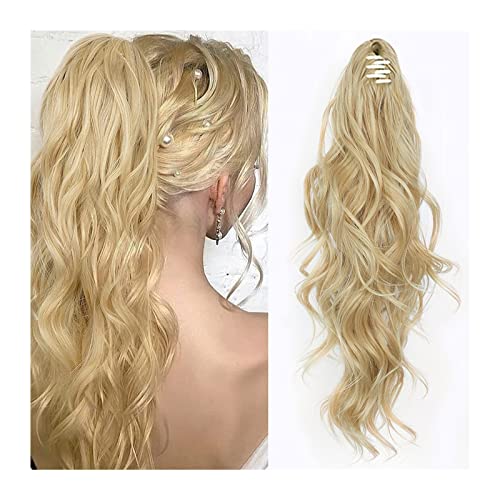 Haar Chignon 20 zoll Lange Lockige Wellenförmige Knoten Pferdeschwanz Verlängerte Klaue Clip Synthetische Perücke Wellenförmige Pferdeschwanz Geeignet für den täglichen gebrauch frauen Messy Brötchen von TEESONG