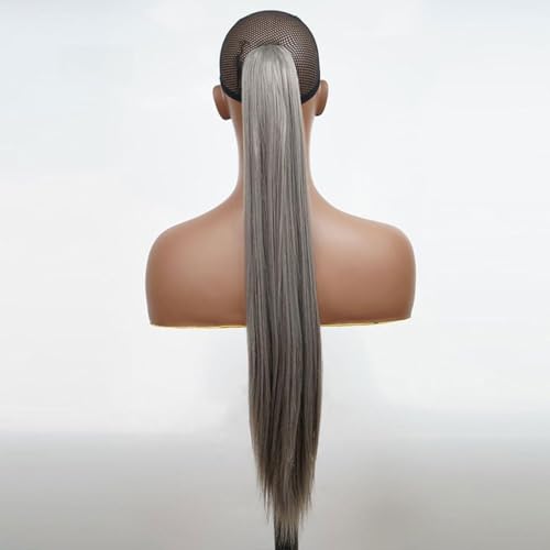 Haar Chignon 24 zoll Synthetische Knoten Perücke Pferdeschwanz Klaue Clip Stil Lange Gerade Haar Pferdeschwanz Extensions frauen Perücke Knoten Messy Bun haarteile (Color : 171, Size : 24inch) von TEESONG