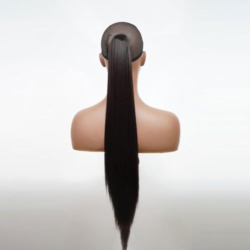 Haar Chignon 24 zoll Synthetische Knoten Perücke Pferdeschwanz Klaue Clip Stil Lange Gerade Haar Pferdeschwanz Extensions frauen Perücke Knoten Messy Bun haarteile (Color : 2, Size : 24inch) von TEESONG