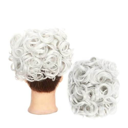 Haar Chignon Synthetische Brötchen Frauen Haar Zubehör Pferdeschwanz Extensions Locken Bun Messy Bun Kordelzug Haar Kamm Knot Messy Bun haarteile (Color : Q1 Gray) von TEESONG