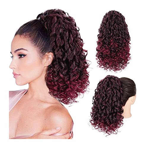 Hair Chignon Kunsthaar-Pferdeschwanz, lockig, mit Kordelzug, Pferdeschwanz, Haarverlängerung, Haarknoten, Haarteile für schwarze Frauen, unordentliches Haarteil (C) von TEESONG