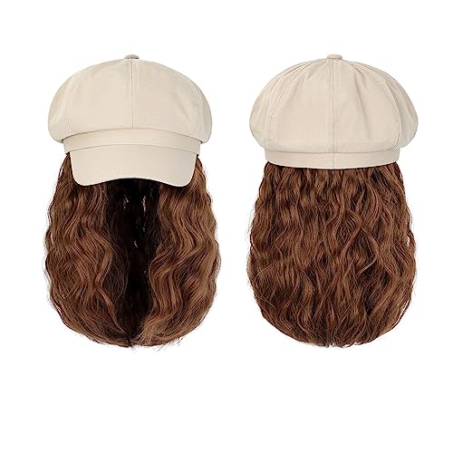 Kappe mit Haarverlängerungen für Damen Kappe Hut Perücke 10 Zoll Wellenförmige Lockige Synthetische Perücken Natürliche Baseball Hut Perücken Hut Befestigt Synthetische Haar Extensions Hut Perücke für von TEESONG
