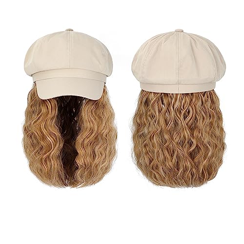 Kappe mit Haarverlängerungen für Damen Kappe Hut Perücke 10 Zoll Wellenförmige Lockige Synthetische Perücken Natürliche Baseball Hut Perücken Hut Befestigt Synthetische Haar Extensions Hut Perücke für von TEESONG
