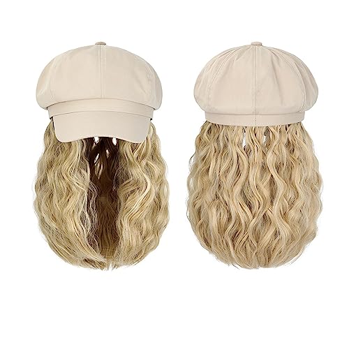 Kappe mit Haarverlängerungen für Damen Kappe Hut Perücke 10 Zoll Wellenförmige Lockige Synthetische Perücken Natürliche Baseball Hut Perücken Hut Befestigt Synthetische Haar Extensions Hut Perücke für von TEESONG