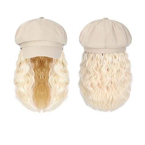 Kappe mit Haarverlängerungen für Damen Kappe Hut Perücke 10 Zoll Wellenförmige Lockige Synthetische Perücken Natürliche Baseball Hut Perücken Hut Befestigt Synthetische Haar Extensions Hut Perücke für von TEESONG
