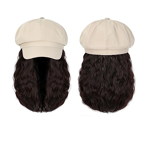 Kappe mit Haarverlängerungen für Damen Kappe Hut Perücke 10 Zoll Wellenförmige Lockige Synthetische Perücken Natürliche Baseball Hut Perücken Hut Befestigt Synthetische Haar Extensions Hut Perücke für von TEESONG