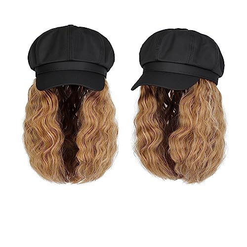 Kappe mit Haarverlängerungen für Damen Kappe Hut Perücke 10 Zoll Wellenförmige Lockige Synthetische Perücken Natürliche Baseball Hut Perücken Hut Befestigt Synthetische Haar Extensions Hut Perücke für von TEESONG