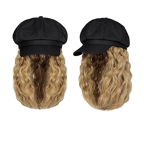 Kappe mit Haarverlängerungen für Damen Kappe Hut Perücke 10 Zoll Wellenförmige Lockige Synthetische Perücken Natürliche Baseball Hut Perücken Hut Befestigt Synthetische Haar Extensions Hut Perücke für von TEESONG