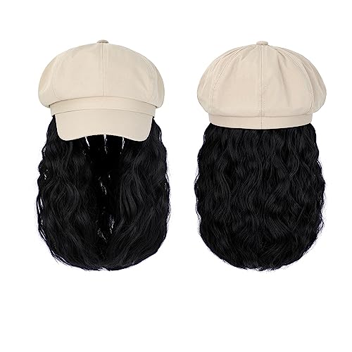 Kappe mit Haarverlängerungen für Damen Kappe Hut Perücke 10 Zoll Wellenförmige Lockige Synthetische Perücken Natürliche Baseball Hut Perücken Hut Befestigt Synthetische Haar Extensions Hut Perücke für von TEESONG