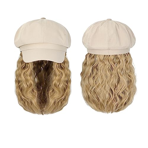 Kappe mit Haarverlängerungen für Damen Kappe Hut Perücke 10 Zoll Wellenförmige Lockige Synthetische Perücken Natürliche Baseball Hut Perücken Hut Befestigt Synthetische Haar Extensions Hut Perücke für von TEESONG