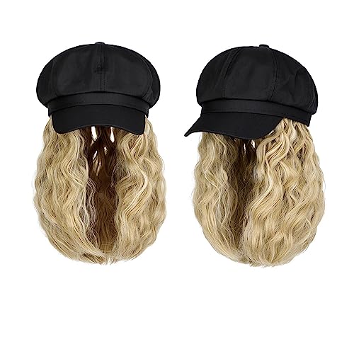 Kappe mit Haarverlängerungen für Damen Kappe Hut Perücke 10 Zoll Wellenförmige Lockige Synthetische Perücken Natürliche Baseball Hut Perücken Hut Befestigt Synthetische Haar Extensions Hut Perücke für von TEESONG