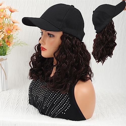 Kappe mit Haarverlängerungen für Damen Lange gewellte synthetische Hut Perücke Baseballkappe mit Haarverlängerungen Hut Perücke Knochen Hellblond Connect Perücke verstellbar für Frauen Hut Perücke für von TEESONG