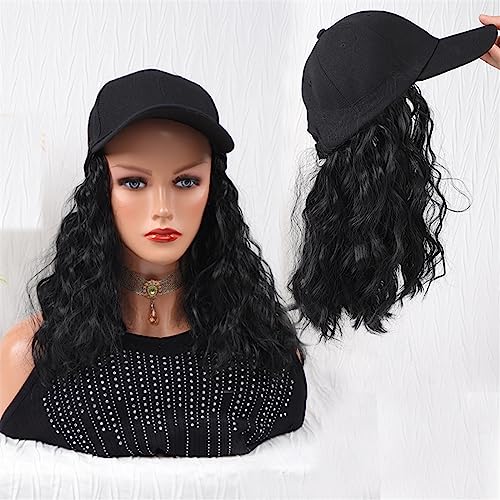 Kappe mit Haarverlängerungen für Damen Lange gewellte synthetische Hut Perücke Baseballkappe mit Haarverlängerungen Hut Perücke Knochen Hellblond Connect Perücke verstellbar für Frauen Hut Perücke für von TEESONG