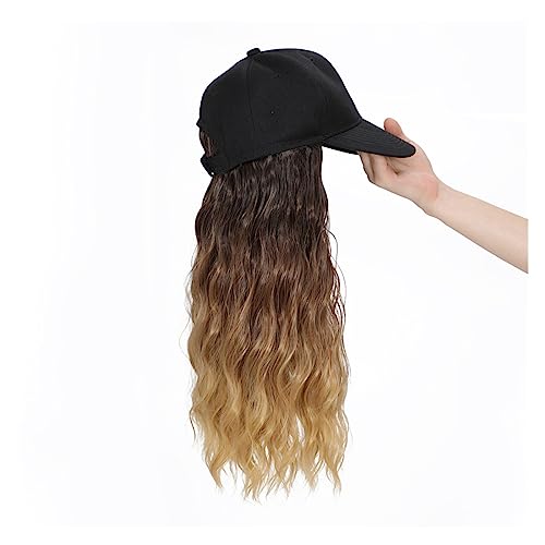 Kappe mit Haarverlängerungen für Damen Synthetische Baseballkappe Haar Perücke Natürliche Schwarze Kappe Haar Extensions Natürliche Perücke Welle Perücken Hut Perücke Einstellbare Hut Perücke für von TEESONG