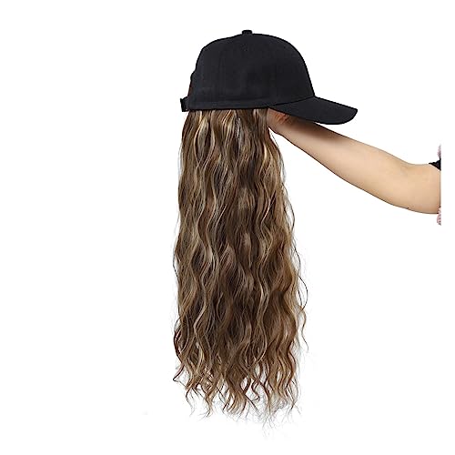 Kappe mit Haarverlängerungen für Damen Synthetische Baseballkappe Haar Perücke Natürliche Schwarze Kappe Haar Extensions Natürliche Perücke Welle Perücken Hut Perücke Einstellbare Hut Perücke für von TEESONG