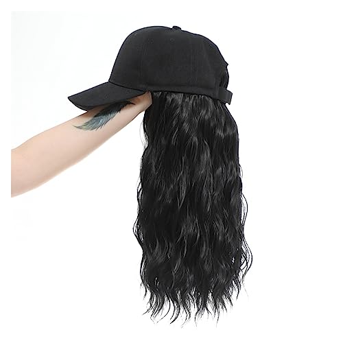 Kappe mit Haarverlängerungen für Damen Synthetische Baseballkappe Haar Perücke Natürliche Schwarze Kappe Haar Extensions Natürliche Perücke Welle Perücken Hut Perücke Einstellbare Hut Perücke für von TEESONG