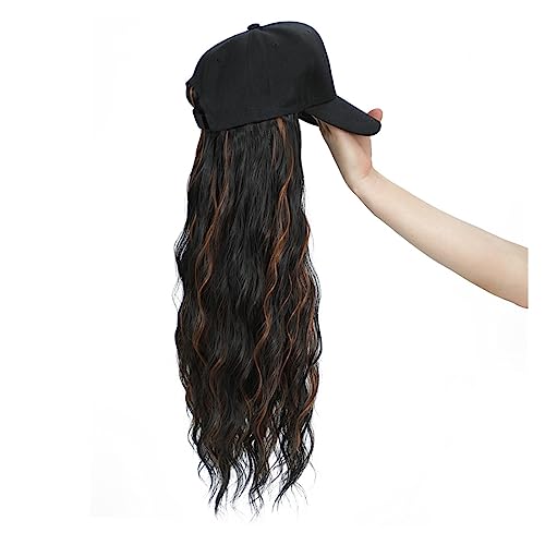 Kappe mit Haarverlängerungen für Damen Synthetische Baseballkappe Haar Perücke Natürliche Schwarze Kappe Haar Extensions Natürliche Perücke Welle Perücken Hut Perücke Einstellbare Hut Perücke für von TEESONG