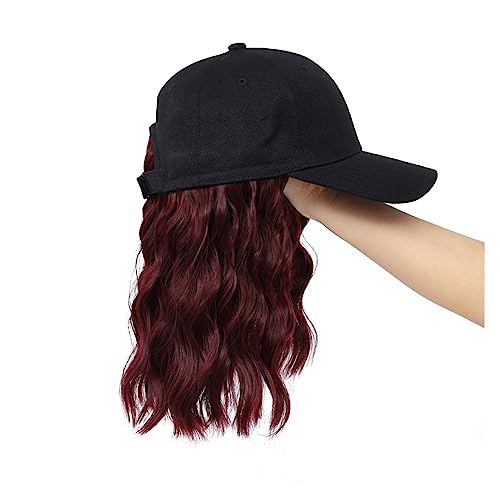 Kappe mit Haarverlängerungen für Damen Synthetische Baseballkappe Haar Perücke Natürliche Schwarze Kappe Haar Extensions Natürliche Perücke Welle Perücken Hut Perücke Einstellbare Hut Perücke für von TEESONG