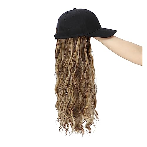 Kappe mit Haarverlängerungen für Damen Synthetische Baseballkappe Haar Perücke Natürliche Schwarze Kappe Haar Extensions Natürliche Perücke Welle Perücken Hut Perücke Einstellbare Hut Perücke für von TEESONG