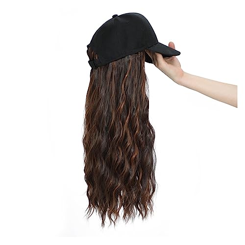 Kappe mit Haarverlängerungen für Damen Synthetische Baseballkappe Haar Perücke Natürliche Schwarze Kappe Haar Extensions Natürliche Perücke Welle Perücken Hut Perücke Einstellbare Hut Perücke für von TEESONG