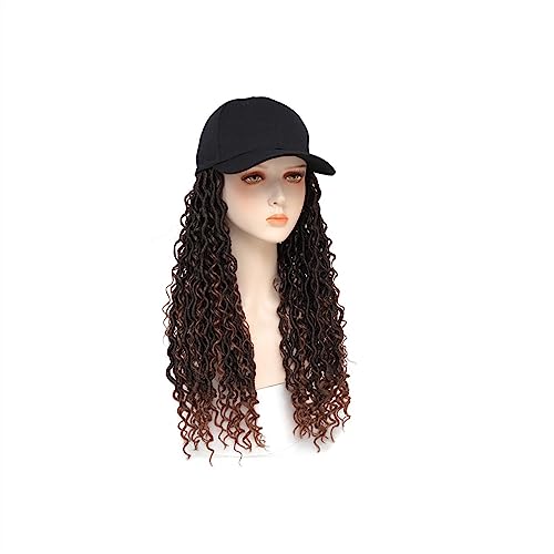 Kappe mit Haarverlängerungen für Damen Synthetische Flechtperücke Lockiges Zopfhaar mit Hut Geflochtene Perücke Baseballcap Perücken für Damen Hut Perücke für Frauen(A) von TEESONG