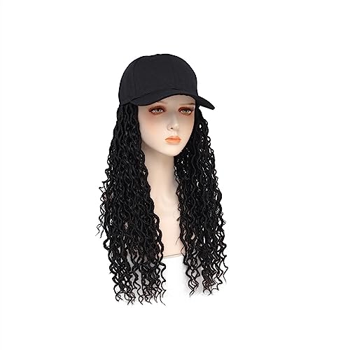 Perücke mit Haarverlängerungen für Damen Synthetische Flechtperücke Lockiges Zopfhaar mit Hut Geflochtene Perücke Baseballcap Perücken für Damen Hut Perücke für Frauen(B) von TEESONG