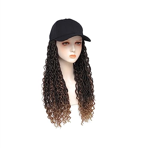 Perücke mit Haarverlängerungen für Damen Synthetische Flechtperücke Lockiges Zopfhaar mit Hut Geflochtene Perücke Baseballcap Perücken für Damen Hut Perücke für Frauen(C) von TEESONG