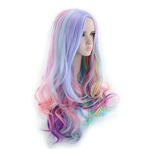 TEESONG Damen Perücken Perücken für Frauen Mehrfarbig Perücke für lange lockige Haare für Party Cosplay Halloween-Kostüm Haarperücke Perücke Haar Perücke von TEESONG