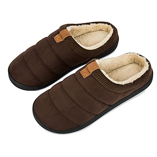 TEGELE Hausschuhe Herren Winter Warme Weiche Hausschuhe Komfort Memory Foam Hausschuhe Rutschfeste Hausschuhe für Drinnen und Draußen Kaffee 4344 von TEGELE