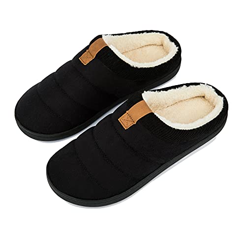 TEGELE Hausschuhe Herren Winter Warme Weiche Hausschuhe Komfort Memory Foam Hausschuhe Rutschfeste Hausschuhe für Drinnen und Draußen Schwarz 4950 von TEGELE