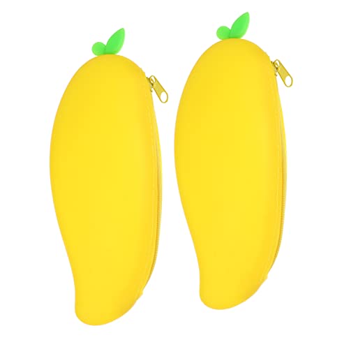 TEHAUX 1 Satz Federmäppchen Stiftbeutel Student Federmäppchen Nettes Bleistiftkoffer Kosmetikbeutel Schminkbeutel Federmäppchen Briefpapierbeutel Kieselgel Yellow 2 Stück von TEHAUX