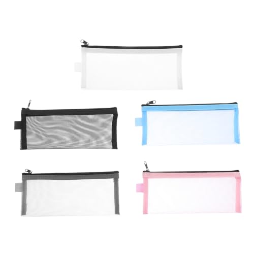 TEHAUX 1 Satz Mäppchen Aufbewahrungssack Storage Pockets Weihnachstsgeschenk Mesh-Reise-Organizer-Taschen Stiftbeutel Bleistifthalter Für Schreibwaren Netz-stifttasche Nylongewebe 5 Stück von TEHAUX