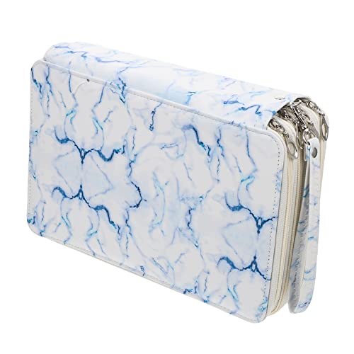 TEHAUX 1 Stück Federmäppchen mit 216 Löchern federmäppchen Stift aufbewahrung Stiftemappe mit elastischem Band stiftbox Stift etui Behälter für Stifte tragbare Stiftetasche Pu Blue von TEHAUX
