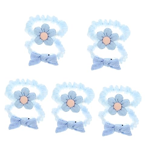 TEHAUX Haargummis 10 Stück Haar-Accessoires Blaue Haar-Accessoires Haar-Accessoires Für Kinder Blumen-Haar-Accessoires Cremefarben Kinder-Haarnadel Aus Gummi Garn Kunststoff Blau von TEHAUX