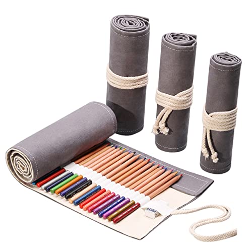 TEHAUX Stiftetasche Aus Segeltuch Mit 48 Löchern Und Großer Kapazität Aufrollbares Federmäppchen Mit Schnalle Für Künstler Skizzieren Zeichnen Schreibwaren-Organizer von TEHAUX