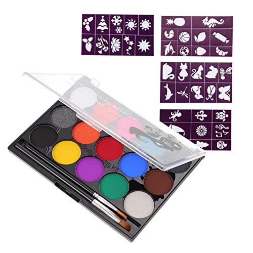 TEHAUX 1satz Wasserdichte Halloween Makeup Pigment Farben Farben Gesichtsmalerei Mit Pinsel Und Schablonen Für Kreative Halloween Looks Für Partys Und Karneval von TEHAUX