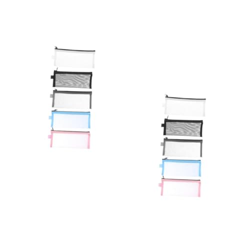 TEHAUX 2 Sätze Mäppchen Aufbewahrungssack Storage Pockets Stiftehalter Nylons Mesh-Reise-Organizer-Taschen Stiftbeutel Mesh-Stift-Aufbewahrungstasche Stifttaschen Nylongewebe 5 Stück * 2 von TEHAUX