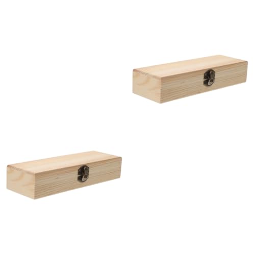 TEHAUX 2 Stück Holz Stiftebox mit Deckel Langlebige Kompakte Aufbewahrungsbox für Schüler Stabiler Kasten aus Robustem Holz Geeignet für Stifte Lineal Radiergummi Handliches Design für von TEHAUX