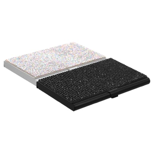 TEHAUX Visitenkartenbox Aus Metall Mit Strass-Design Kartenhalter Aus Aluminiumlegierung Tragbar von TEHAUX