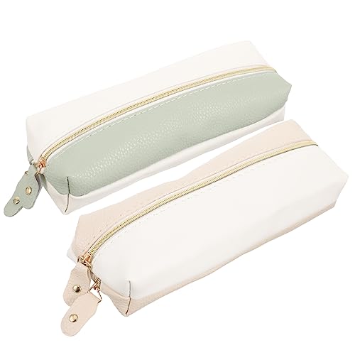 TEHAUX 2stücke Federmäppchen Für Stifte Bleistiftetui Aus Pu-Leder Mit Reißverschluss Tragbar Für Schreibwaren Lineale Und Kleinteile Geeignet Für Schule Und Büro von TEHAUX