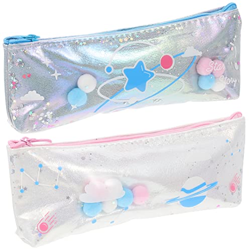 TEHAUX 2stücke Student Pen Case Mit Reißverschluss wasserdichte Schultasche Für Stifte Und Schreibwaren Kleiner Organizer Für Schüler Blau Und Weiß von TEHAUX