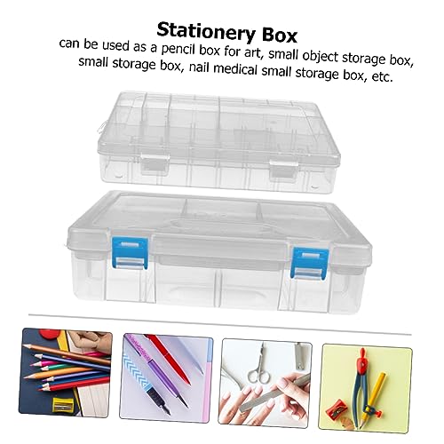 TEHAUX 2Er-Box PP Kunststoff transparente Box durchsichtige Kunststoffbehälter Etui für Ohrringhalter aufbewahrung Box kleiderboxen aufbewahrung Schreibwarenhalter Schreibwaren-Organizer von TEHAUX